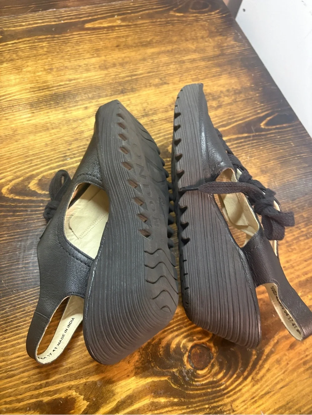 Fly London black Lace Up Open Toe Wedges Size 41 ( Size 10)